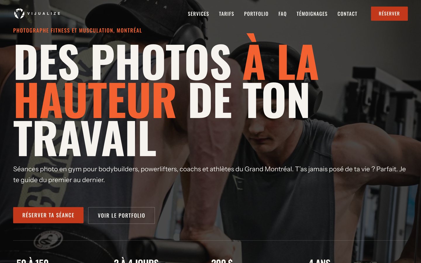 Page d'accueil de vijualize.ca, le site du photographe Vijualize, à Montréal